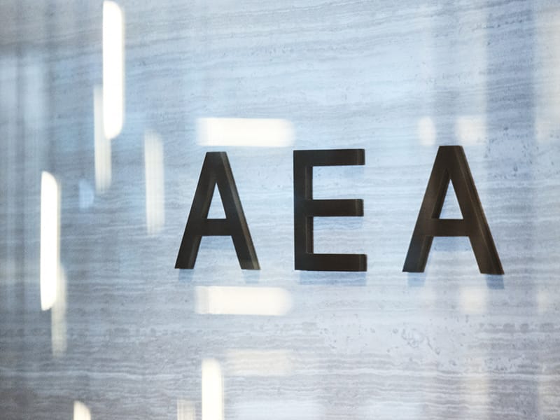 AEA logo on a wall